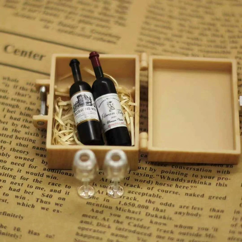 Keenso Maison De Poupée Ensemble Vin Rouge Miniature 1/12 - Bouteilles Verres Ouvre-Bouteille Décoration