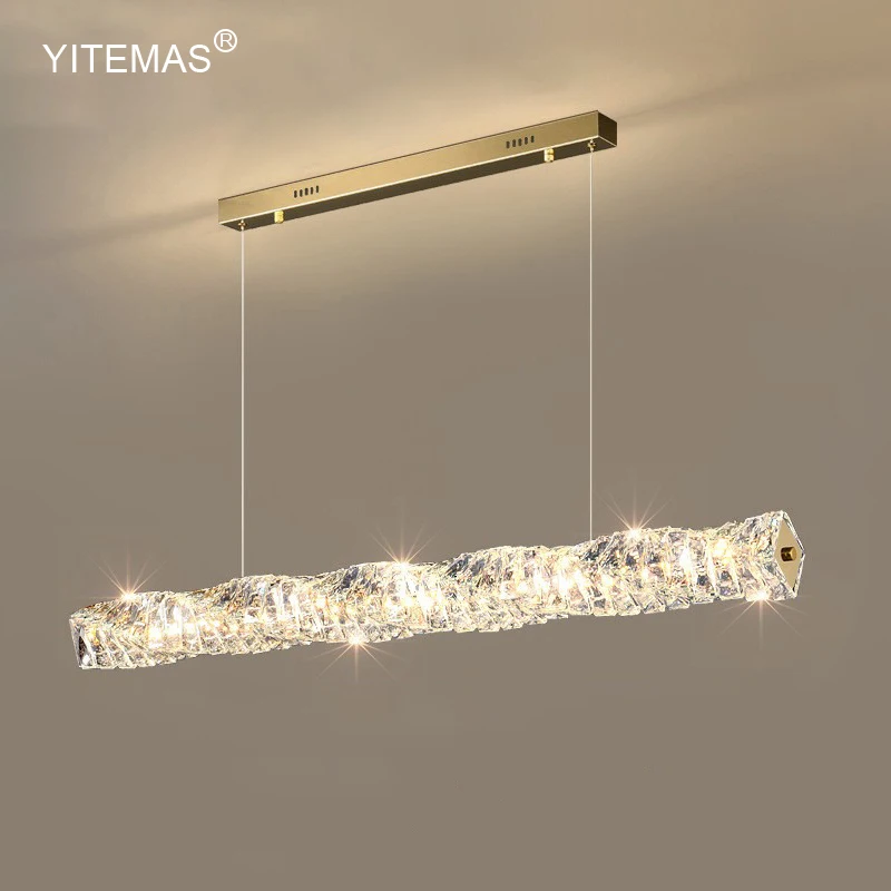 

Светодиодная Хрустальная Потолочная люстра с дистанционным управлением, подвесное освещение золотистого/серебристого цвета с регулируемой яркостью, Роскошная лампа для столовой, кухни, ресторана