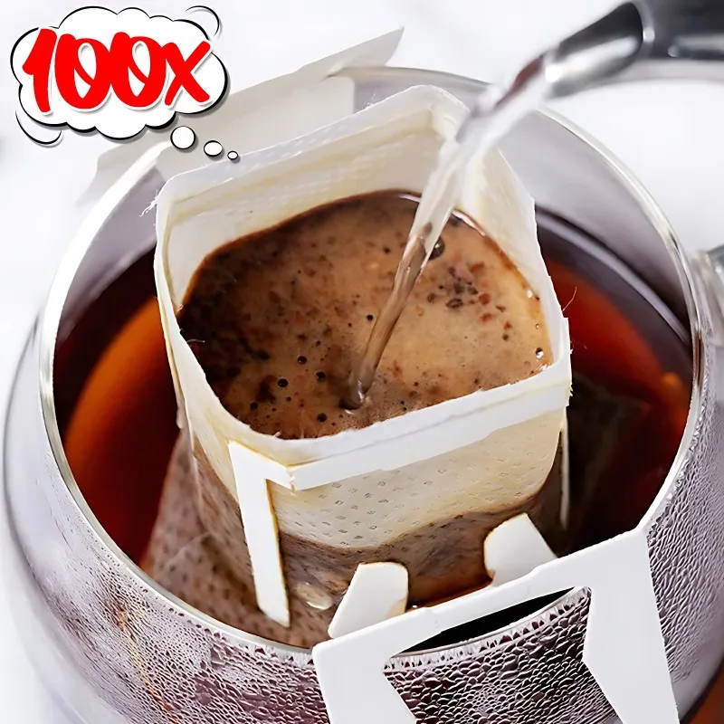 50/100PCS Portable Non-woven Coffee Filter Bag Hanging Ear Side Drip Coffee Bag Disposable Hand-made Paper Bag Kitchen Tools