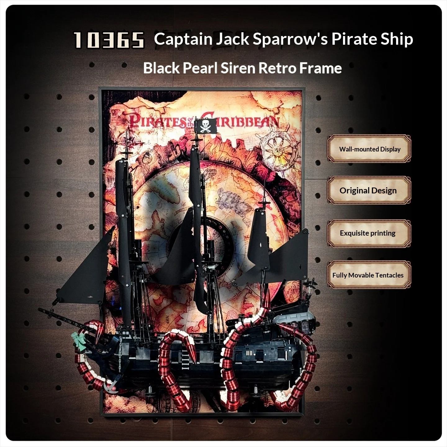 Suitable for 10365 Captain Jack Sparrow's Pirate Ship Black Pearl Siren Vintage Display Frame