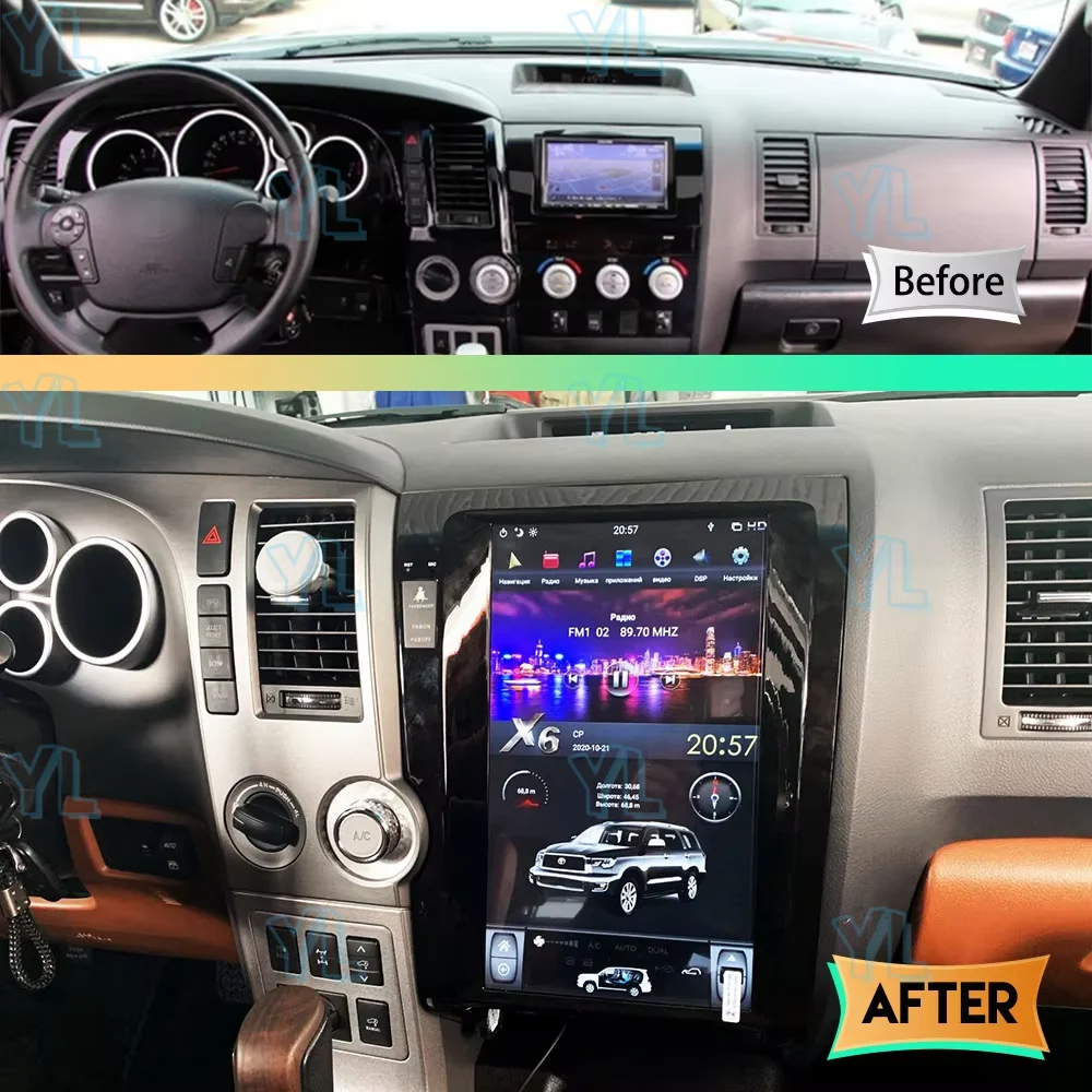 YF Android 13 Car Head unit GPS Navigation For Toyota Sequoia 2007-2019 Screen Auto Stereo Multimedia Player Recorder Bluetooth