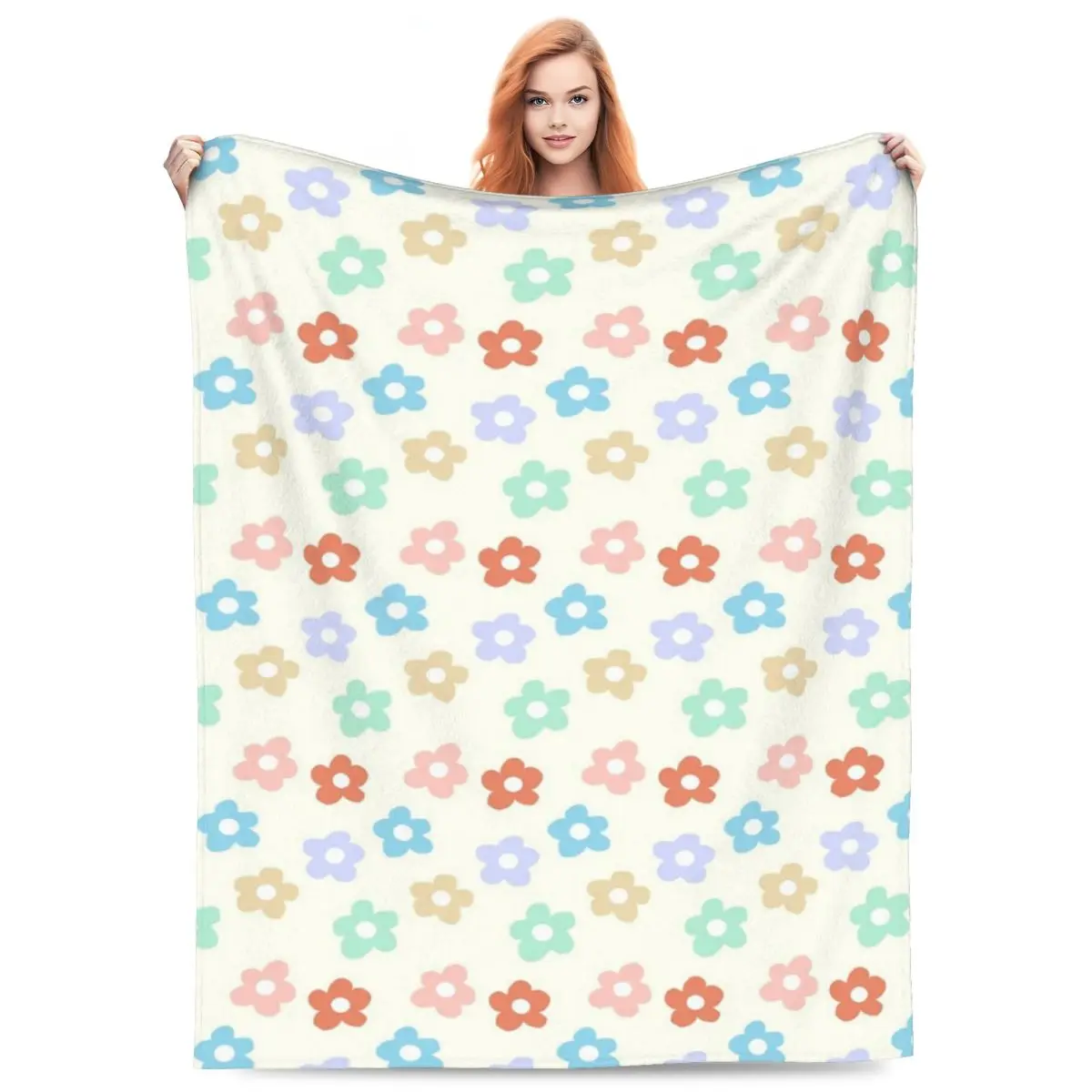 Throw Blanket Vintage Inspiried Flowers Micro Fleece Blanket Four Sizes Personalized Portable For Camping AntiPilling Blanket