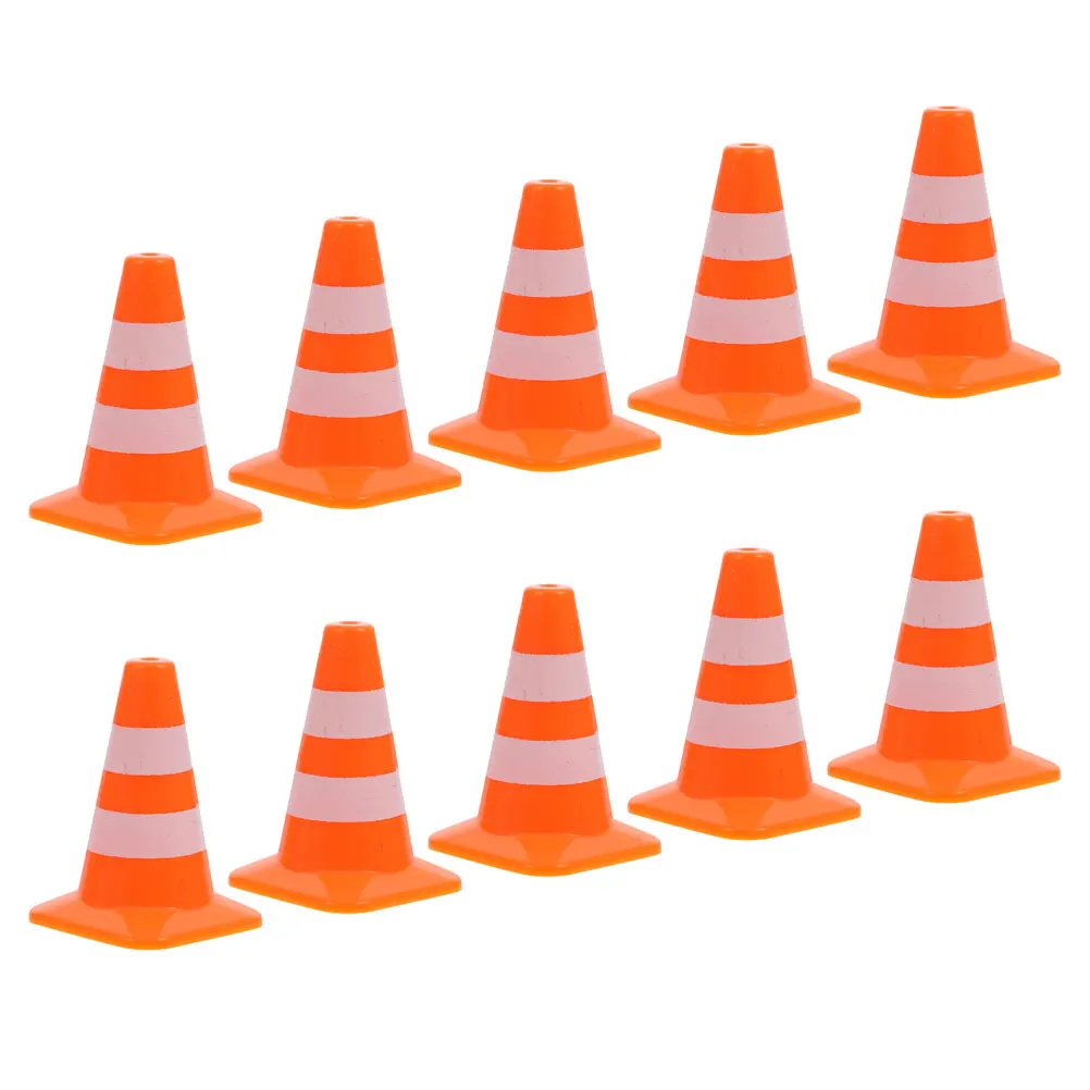 

10 Pcs Mini Traffic Cone Accessories Kids Educational Toy Pretend Play Miniature Road Signs Safety Cones Non Vehicle Playset