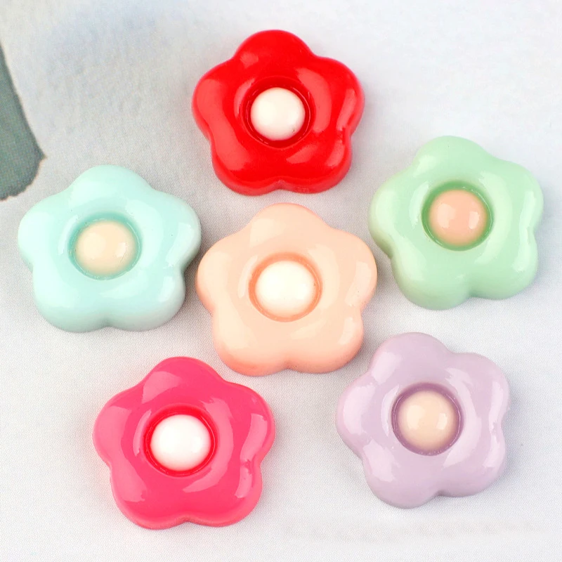 10pcs 16mm Mix Sunflower Five Petal Resin Flower Charms Accessories Children Hair Jewelry Diy Hair Rope Tendon Handmade Material