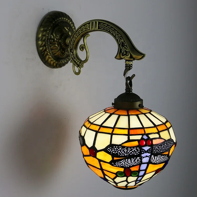 

Orange Globe Dragonfly Wall Lamp home table lamp stained glass lamp