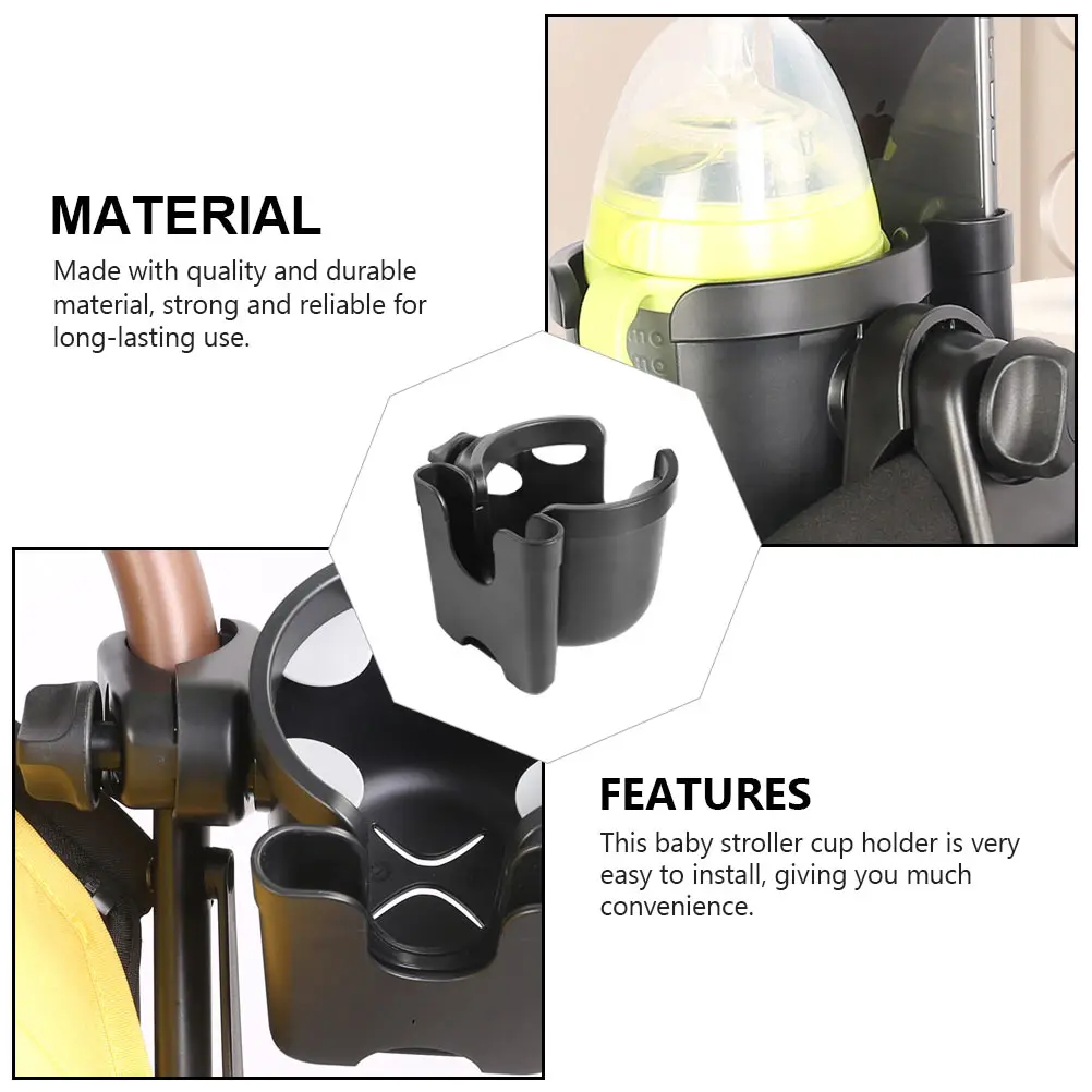 

Universal Stroller Cup Holder ABS Plastic Durable Smooth Multi Purpose Feeding Water Milk Bottle Rack Easy Install for Trolley
