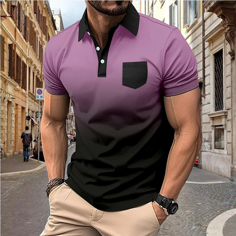 Summer Polo shirt Men's short-sleeved new casual Polo shirt Men's printed polo shirt Fashion lapel top