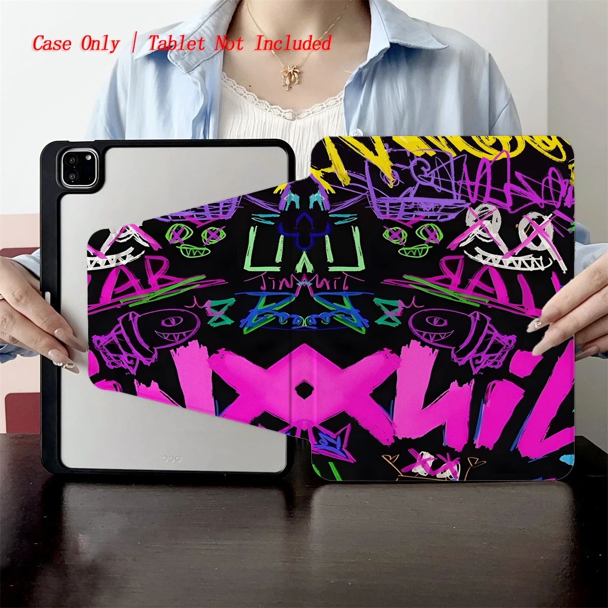 

Creative Purple Doodle Pattern iPad Case for 11th Gen 11-inch/A10 10.9 Auto Sleep/Wake Anti-Yellowing Cover