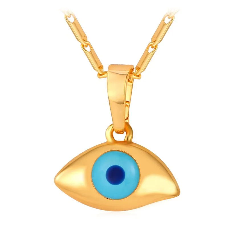 Gold/Silver Plated Small Blue Eyes Pendant Necklace Birthday Party Jewlry