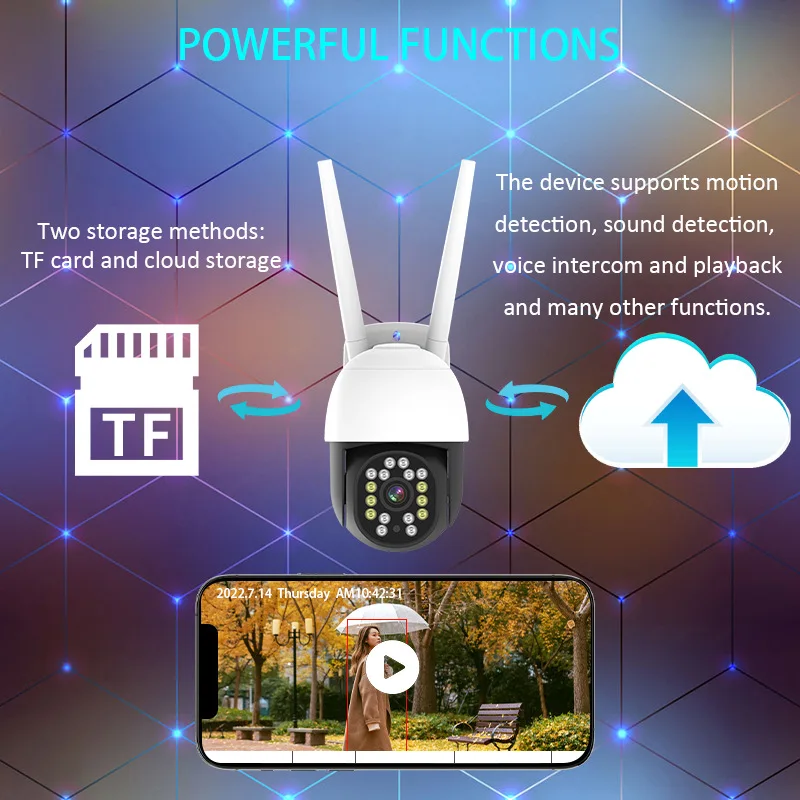 2MP 1080P Tuya/Yoosee/Eseecloud APP Full Color Wireless PTZ IP Dome Camera AI Humanoid Detection Home Security CCTV Monitor