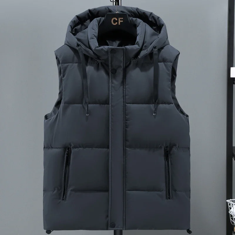 

Oversize Autumn Winter Vest Men Thick Warm Hooded Sleeveless Jacket Men Casual High Quality Plus Size Waistcoat