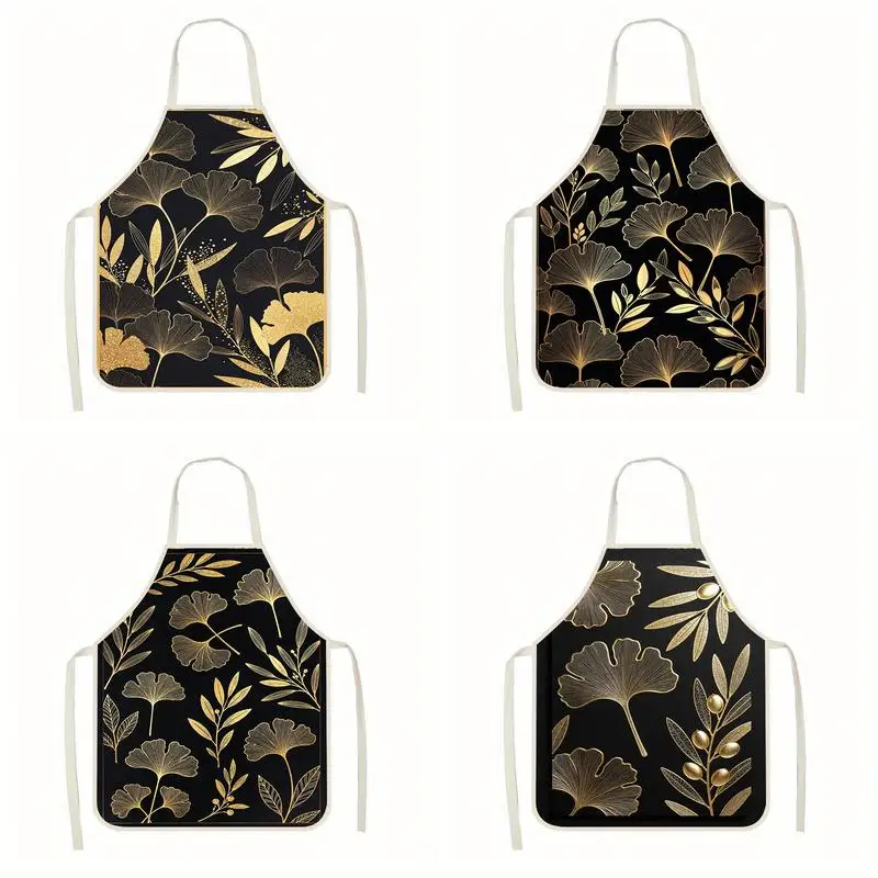 

Golden Leaf Pattern Apron Linen apron, suitable for kitchen cooking, parent-child interaction, painting and other scenarios