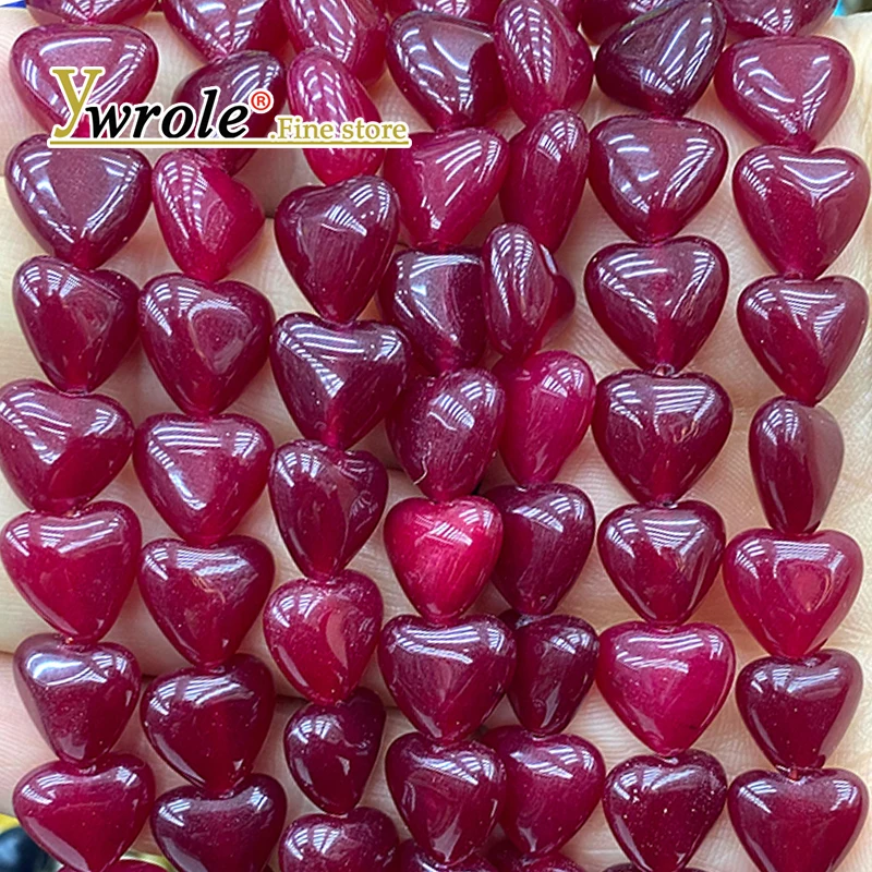 

Natural Stone Smooth Love Heart 10MM Ruby Red Chalcedony Loose Space Beads for Jewelry Making Diy Bracelet Charms Accessories