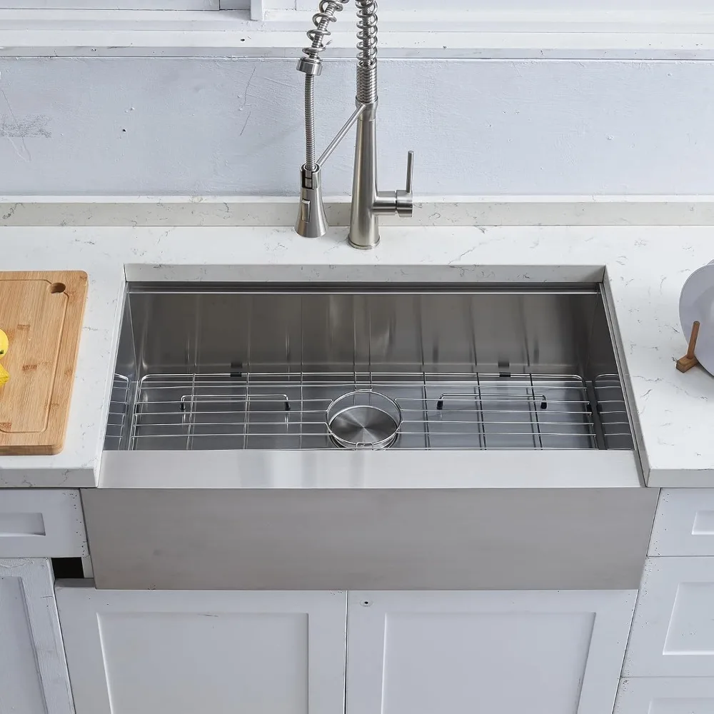 33 مريلة مطبخ من الفولاذ المقاوم للصدأ على طراز المزرعة مع ملحقات