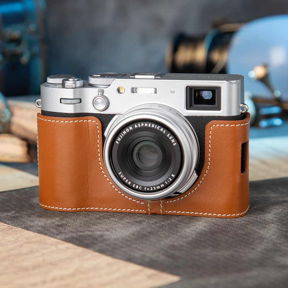 

Genuine Leather Camera Half Case For Fujifilm X100VI Case Leather Camera Bag Protective Case Cover Bag Photography Accessories
