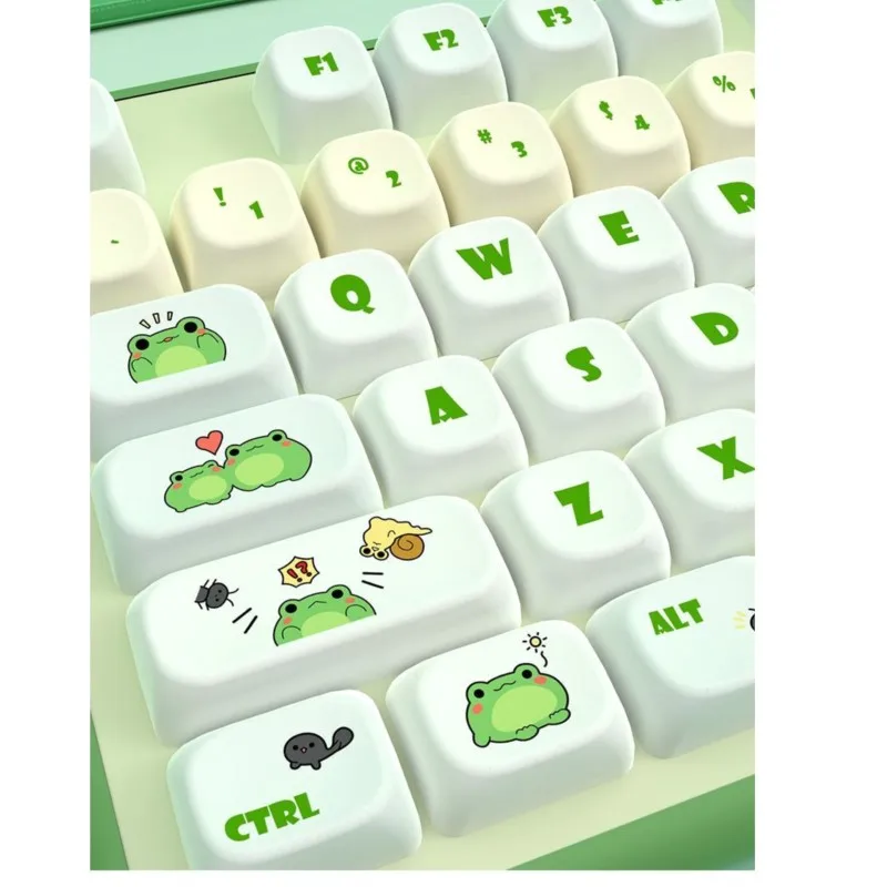 146 Key Frog Green Keycaps Set MOT Profile PBT Thermal Sublimation Customized Cute Key Caps Mechanical Keyboard Keycap Aesthetic