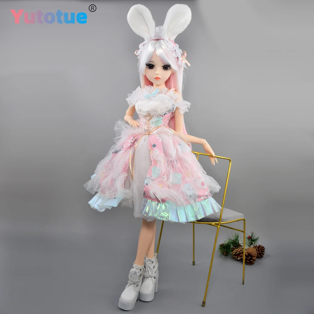 YUTOTUE 1/3 BJD Doll Toy 60cm Height Cute Girl Doll with Dress Shoes Headwear Full Set