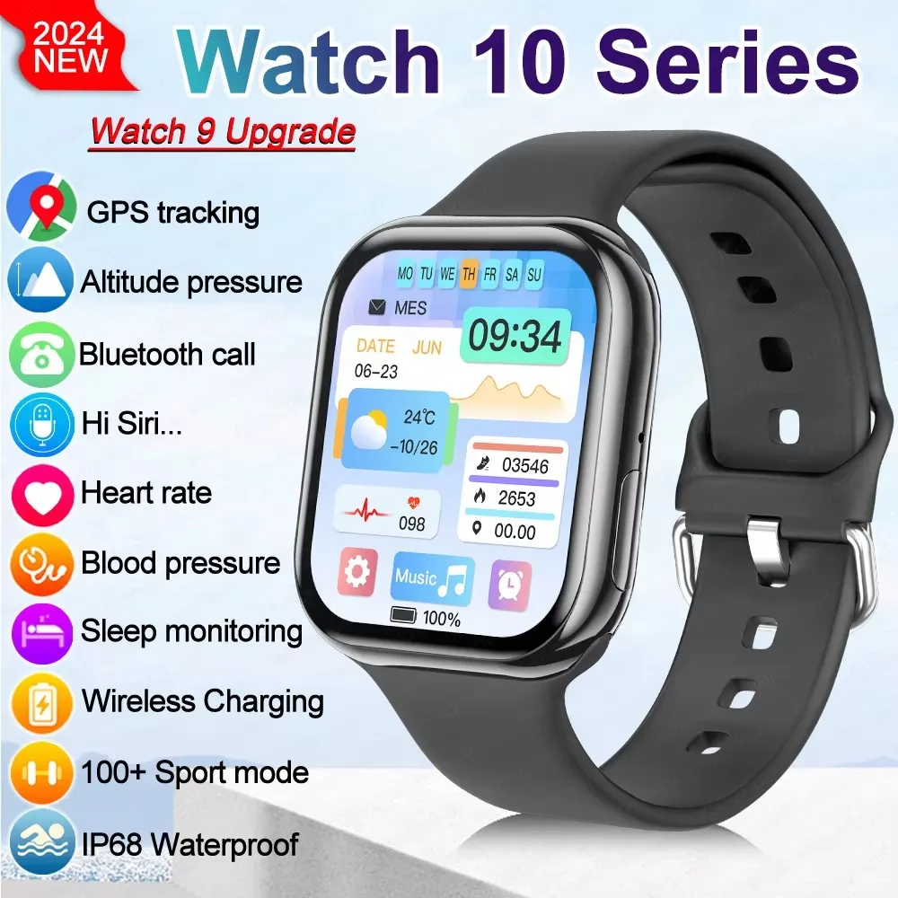 Nuevo Reloj Inteligente GPS 2026 para Apple Watch 10, Reloj Inteligente para Hombre con Pantalla HD AMOLED, Memoria, Música, Sonido Envolvente 3D, Llamadas Bluetooth, Resistente al Agua, para Mujer