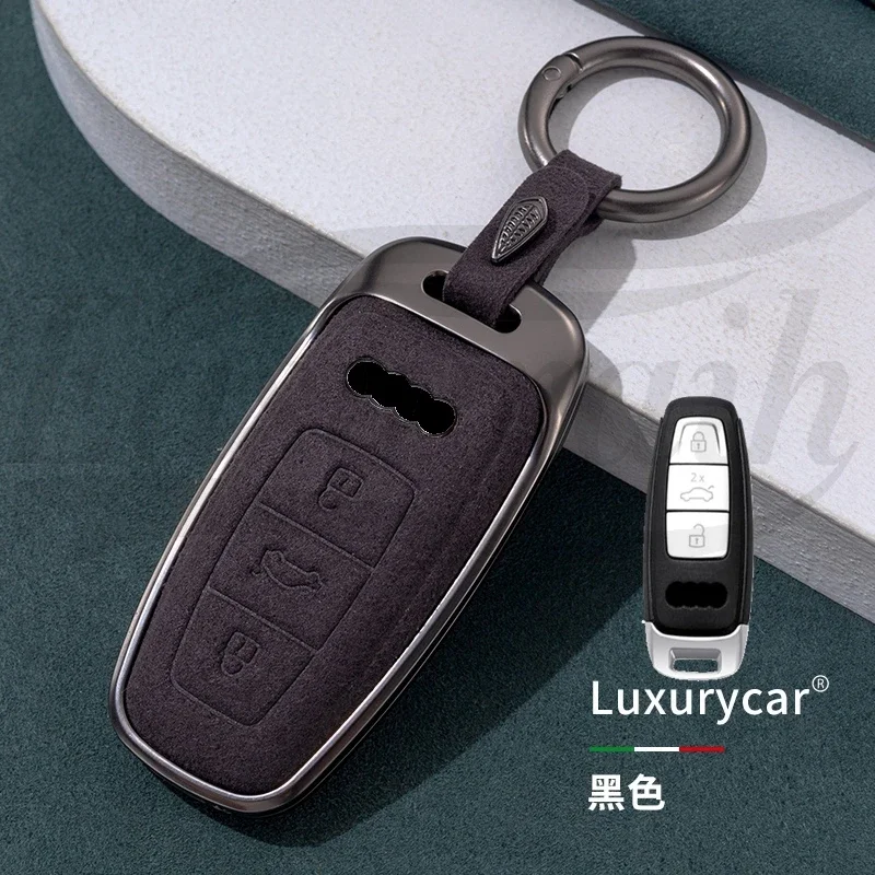 

Car Suede Key Case Cover Bag For Audi A1 A3 A4 A5 A6 A7 A8 Quattro Q3 Q5 C8 Q8 8S 8W Q7 B9 4M S5 S4 S7 D5 TT TTS TFSI E-Tron