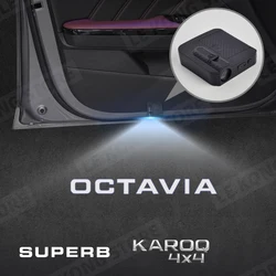 For Skoda Octavia Superb Karoq 4X4 Emblem Car Door Light Welcome Wireless Laser Projector Auto Decoration HD LED