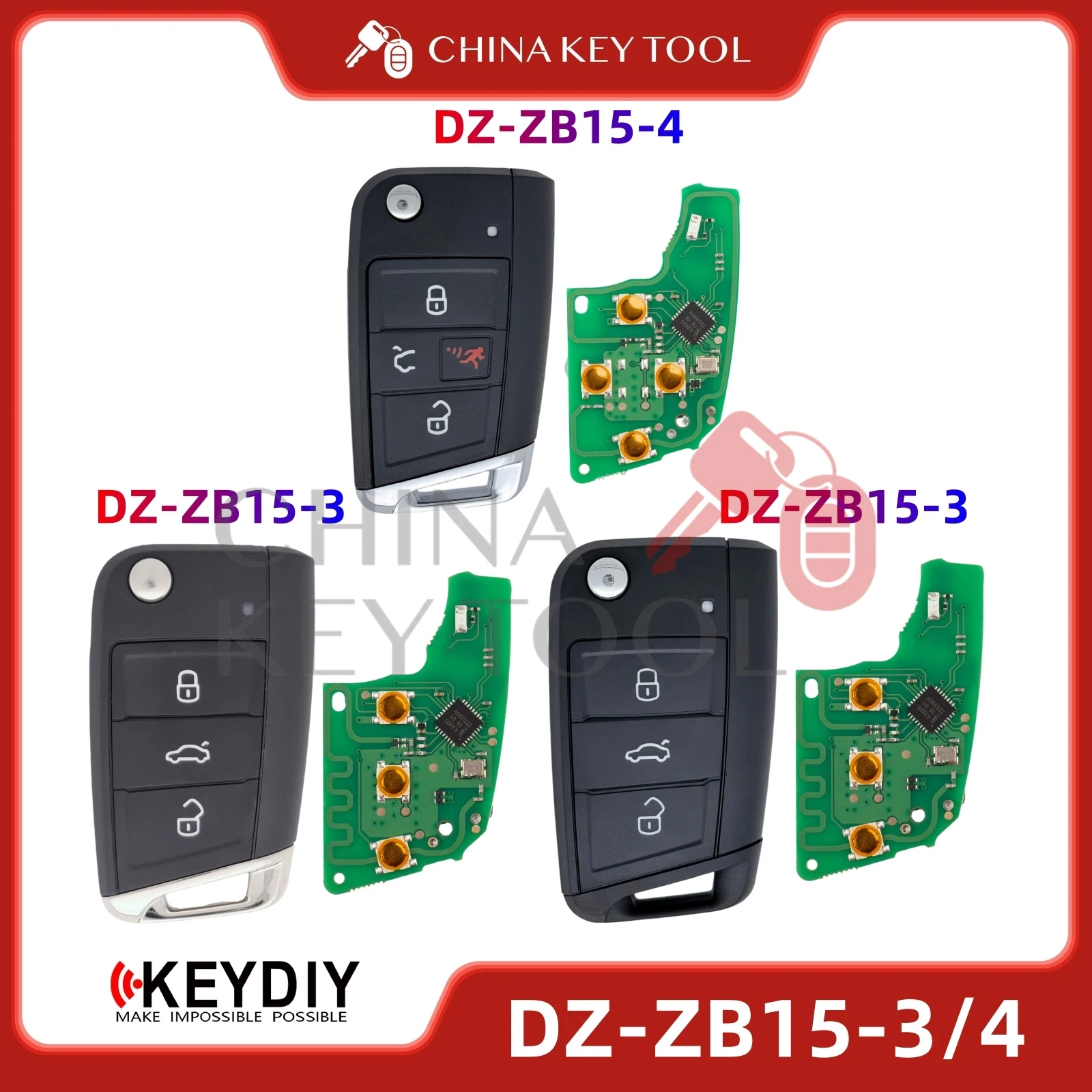 KEYDIY KD DZ-ZB15-3 DZ-ZB15-4 Smart Key Board mit 3/4 Tasten Schlüsselgehäuse für Volkswagen 5C MQB49 Typ
