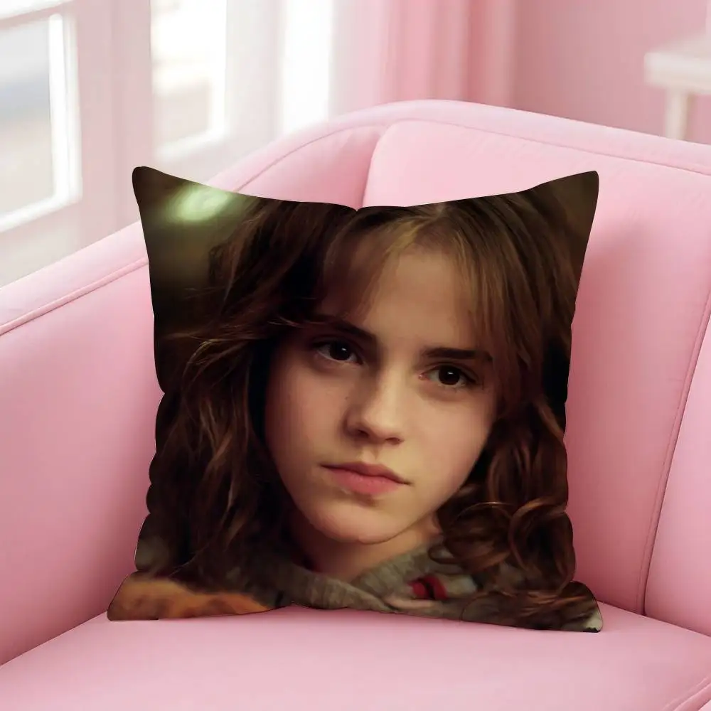 الممثل الساخن E-Emma Watson كيس وسادة مكافحة الغبار المخدة غير مرئية سستة حريري قصير أفخم غطاء وسادة أريكة