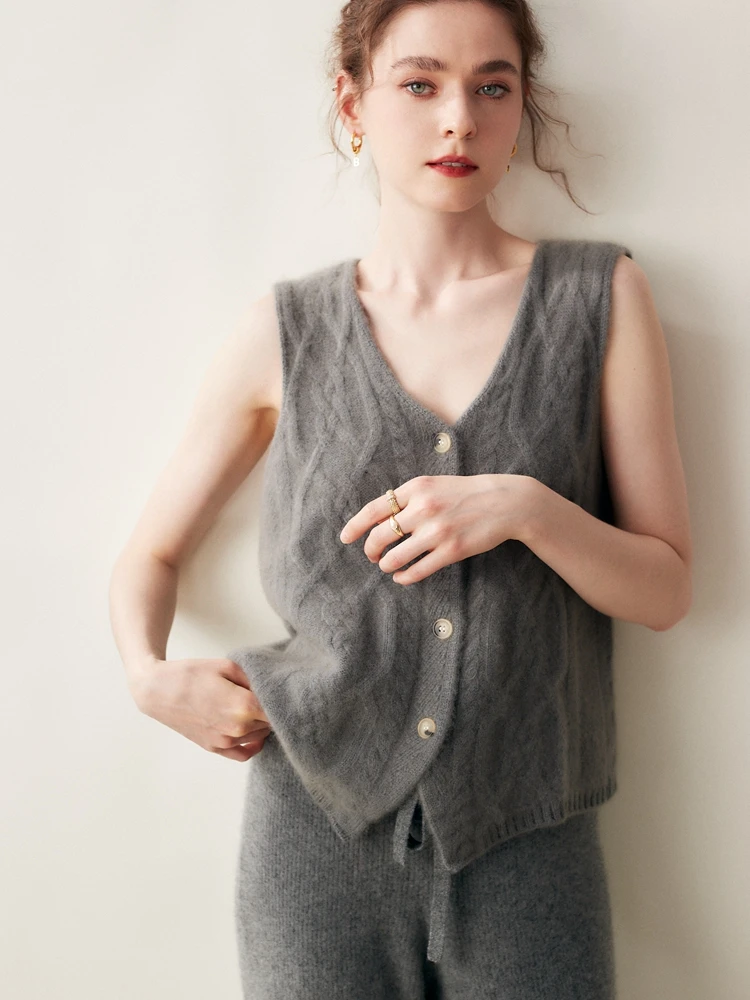 

2024 Роскошный осенне-зимний женский кардиган, 100% кашемировый свитер, трикотаж, высокое качество, ленивый жилет, классический универсальный