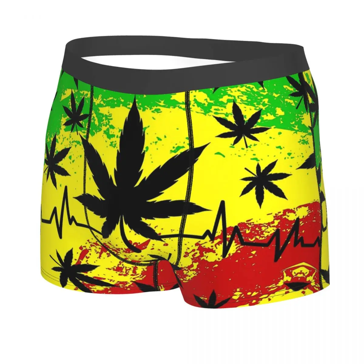 Reggae Rasta Jamaican Men Boxer Briefs Underwear Cannabis Leaf Plant Marijuana Weed Highly Breathable Top Quality Gift Idea