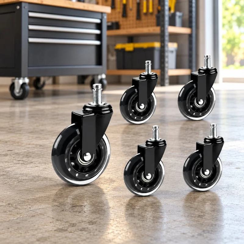 Pack of 5 Heavy-Duty Office Chair Casters for Carpet, Hardwood, and Tile Floors - Smooth Rolling Replacement Wheels