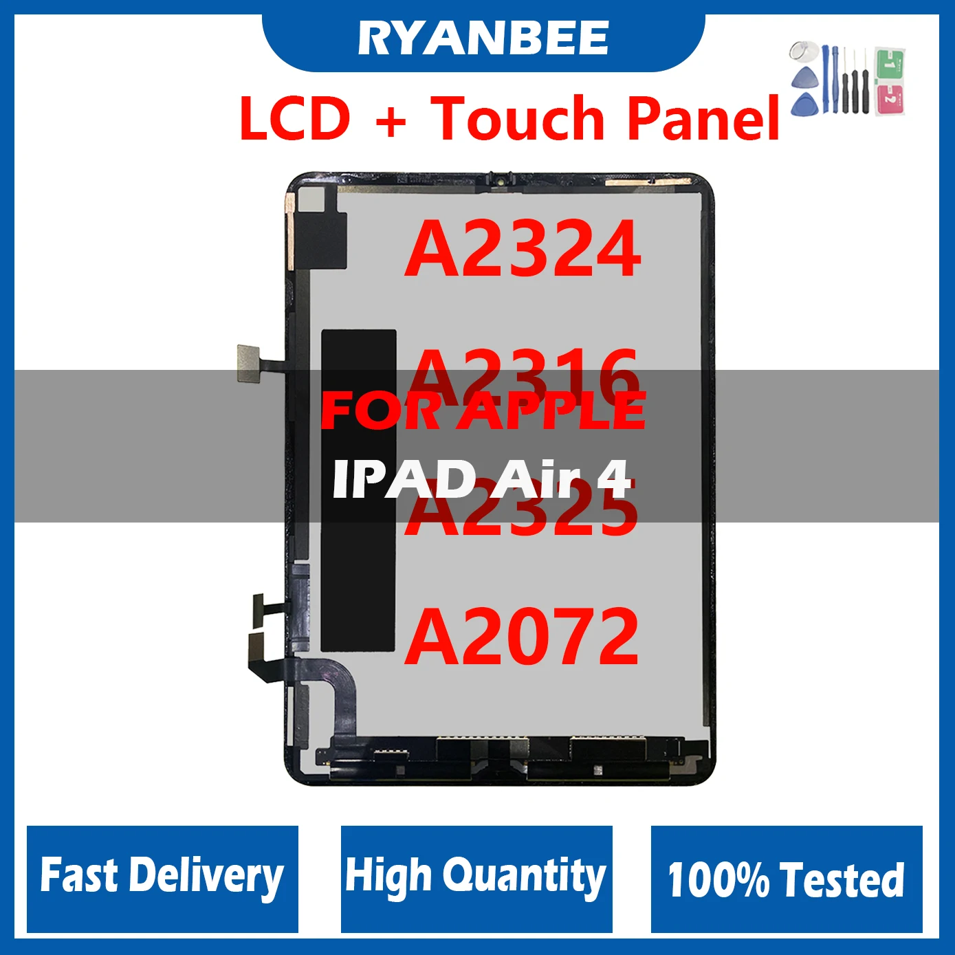 100%New Display For Apple iPad Air 4 4th Gen Air4 2020 A2324 A2316 A2325 A2072 LCD Screen Touch Digitizer Assembly Panel Replace