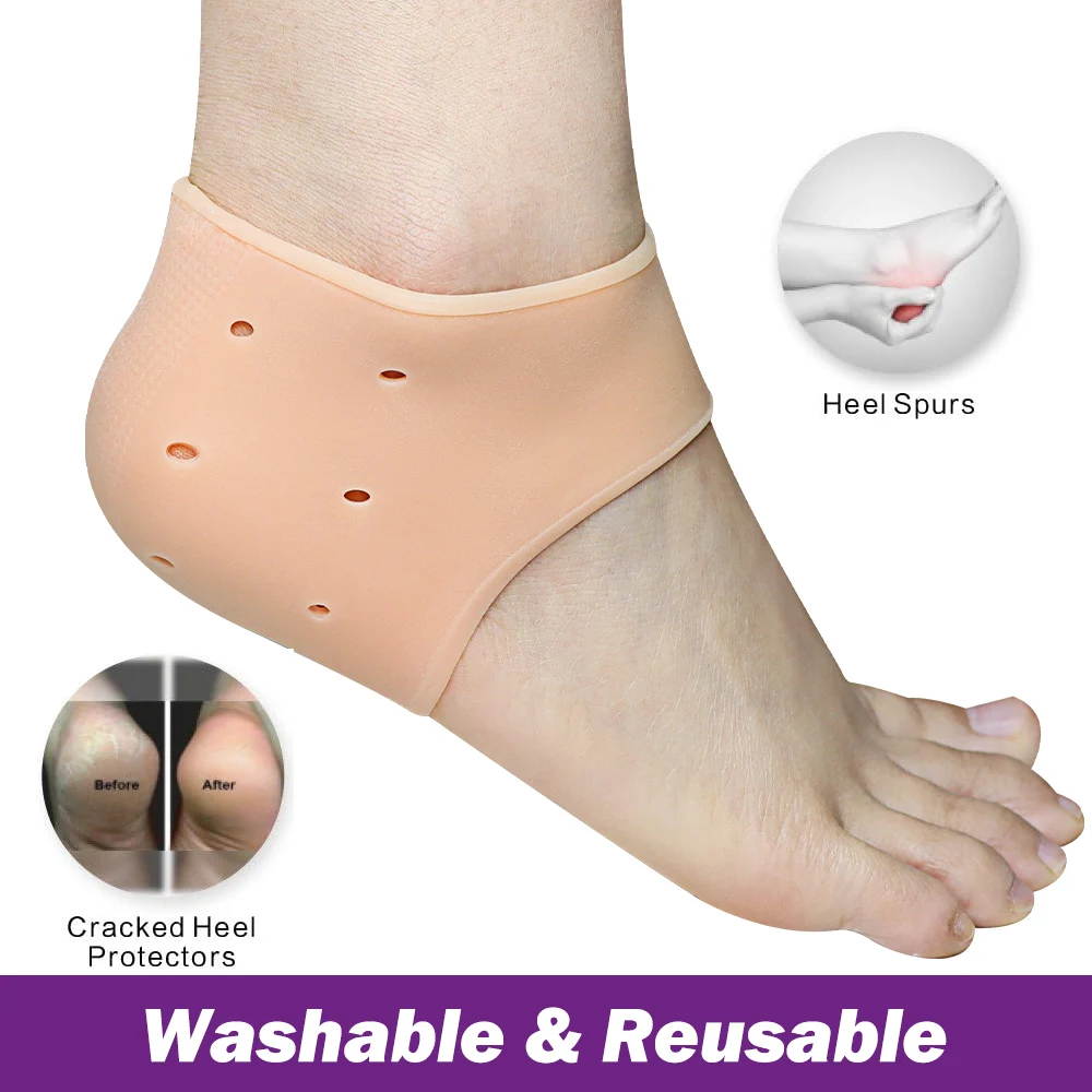 Pexmen 2Pcs Gel Heel Cups Heel Protectors Cushions for Pains Cracked Heels Spurs Plantar Fasciitis for Men and Women