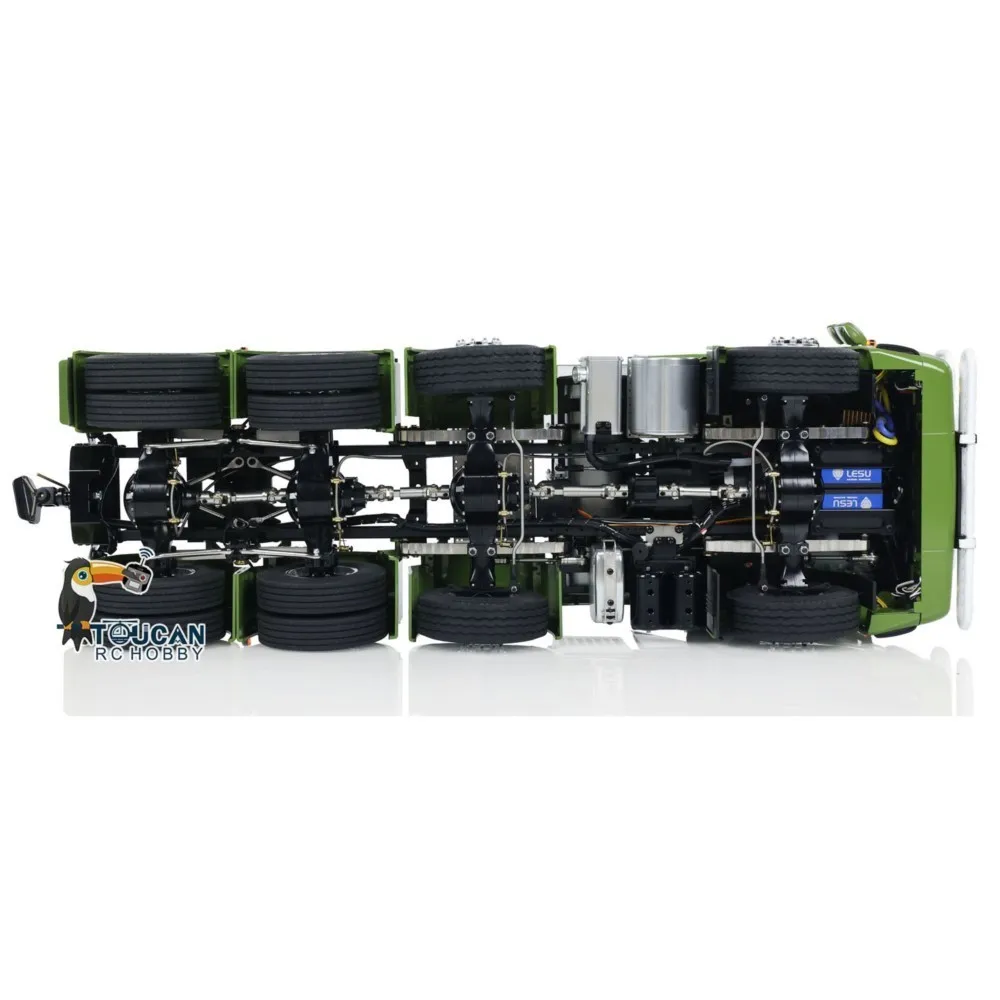 Brinquedo 1/14 lesu 8x8 rtr rc caminhão trator chassi de metal pesado caminhões controlados equipamentos de som leve rack diy pintado carro veículo