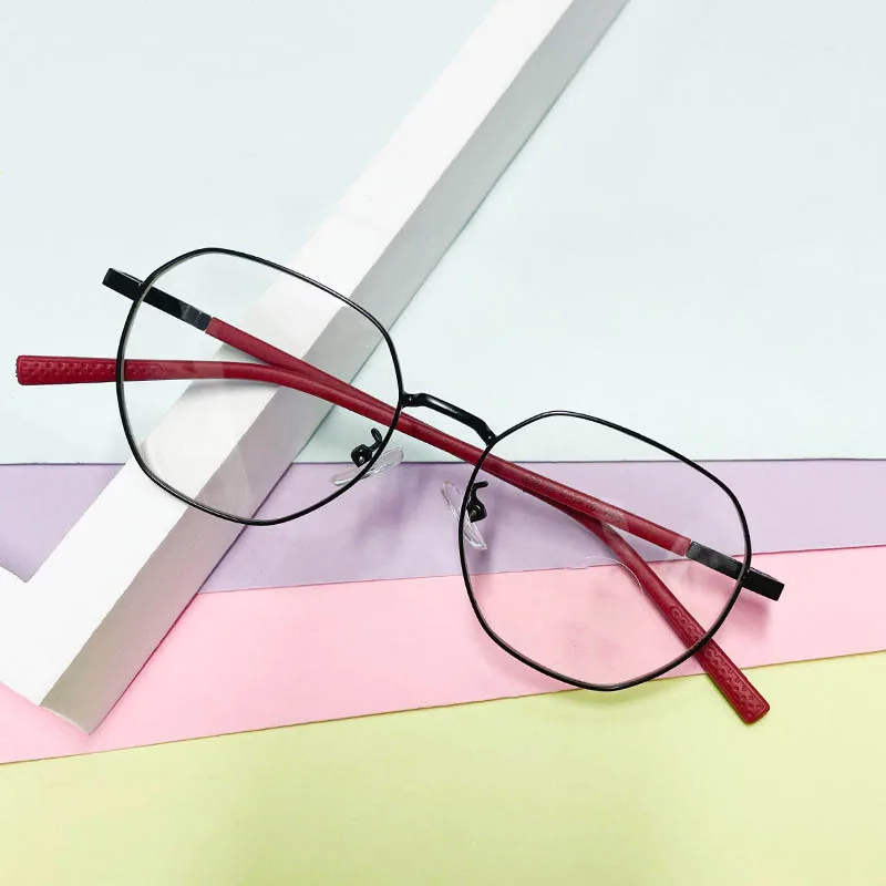 56567 Kinder Mode Metall Großen Rahmen Optische Gläser Rahmen Komfortable Polygonale Anti Blaues Licht Gläser Myopie Gläser