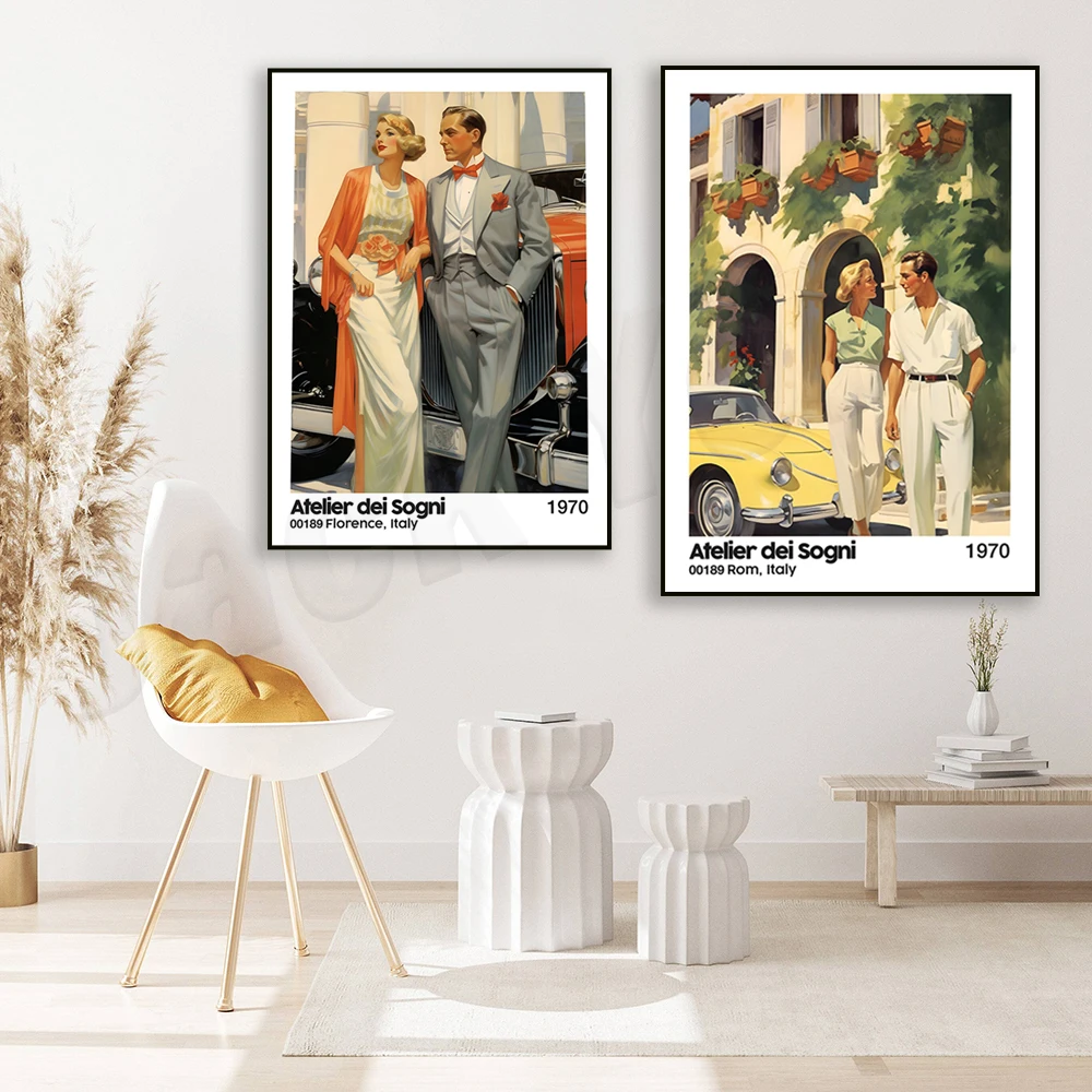 Vintage Italy travel poster, Rome print, Florence travel poster, romantic wall decoration, vintage Italy travel poster