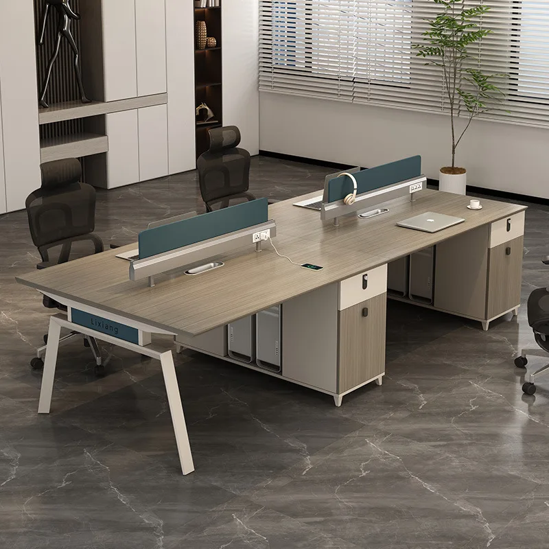 Staff Desk 4 People Office Furniture Simple Modern Computer Table and Chair Combination for Office