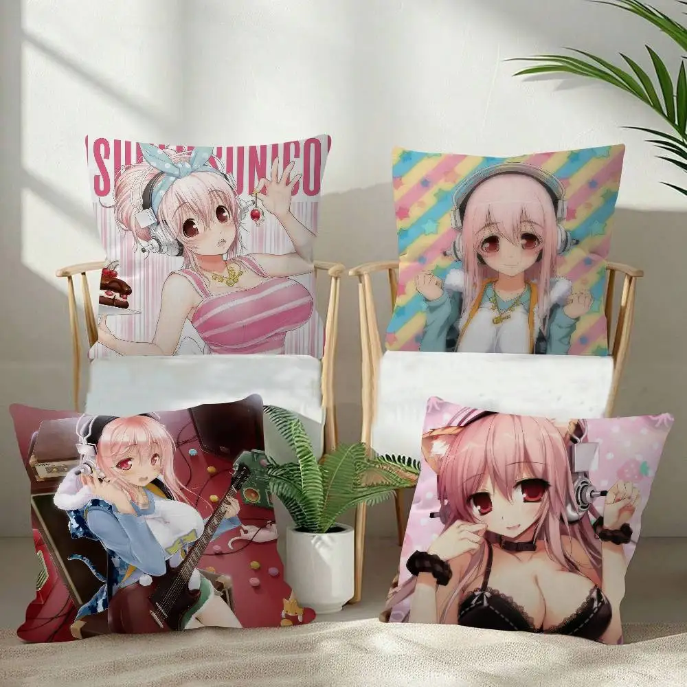 Beautiful Super S-Sonico anime  45*45cm Cushion Cover Pillow Cover Decor Pillowcase Home Pillowcase for Couch Pillow