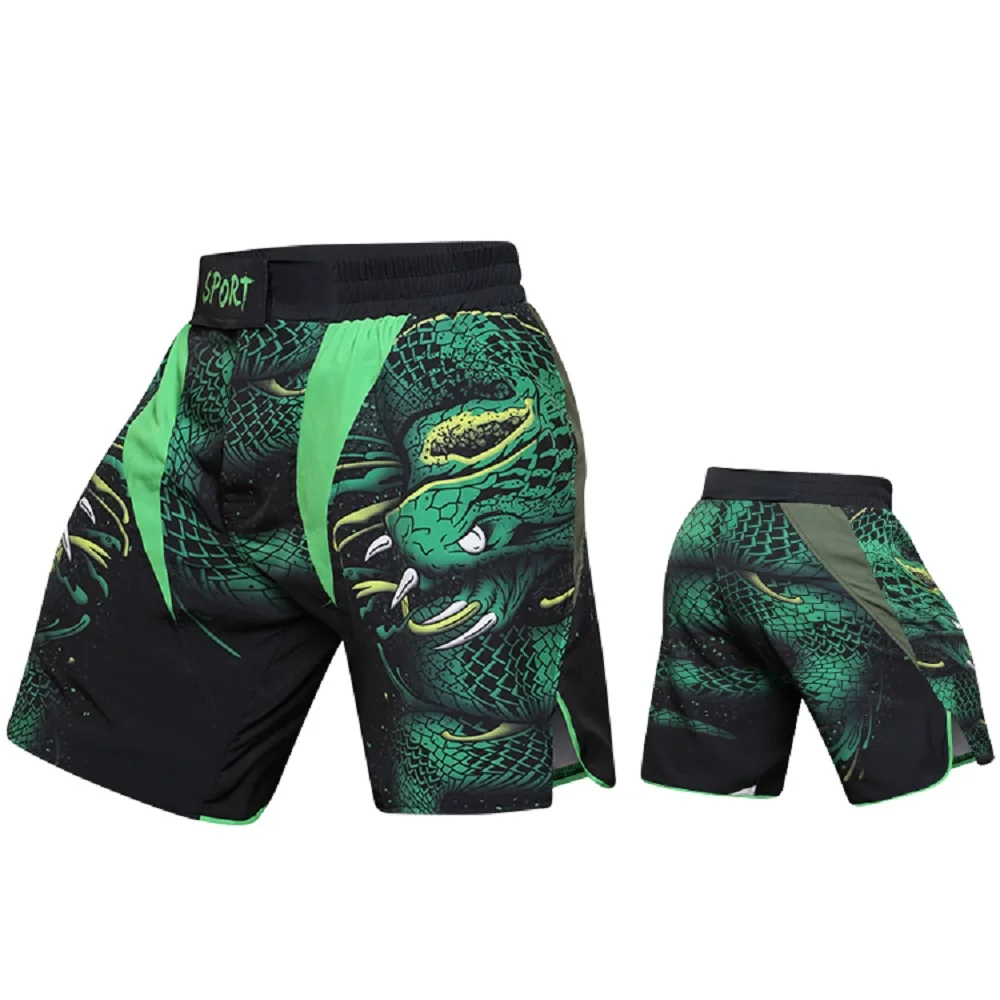 Calça curta de treino MMA masculina, sem Gi BJJ, luta, Kickboxing, personalizado, Muay Thai, Ginásio, Sublimação, Calção de luta, Verde, Masculino