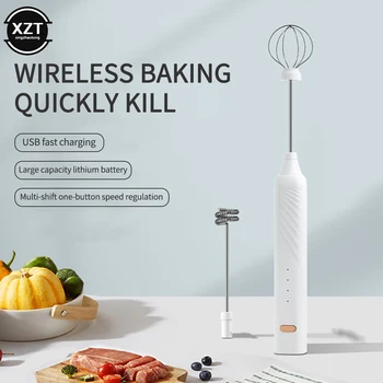 Misturador elétrico portátil, batedor de leite elétrico, recarregável por usb, liquidificador de ovos, ferramentas de cozinha, ferramentas de cozimento