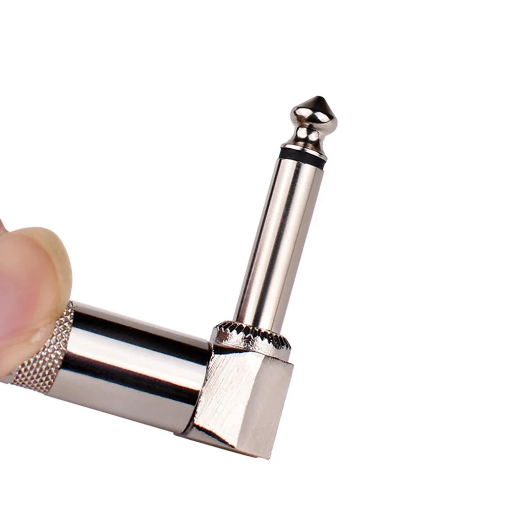 2Pcs 6.35 Mono Nickel-Plated Elbow Plug for Electric Guitar Connection Wire Premium Zinc Alloy Stable Tone Fast Transmission