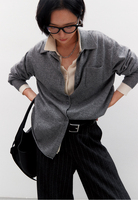 Intellectuals' wonderful advanced Gao Zhi Tong Qin Lu wool cashmere OS knitted shirt