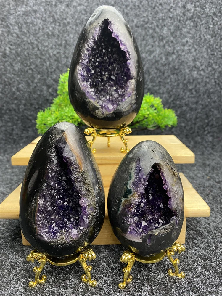 

Natural Amethyst Uruguay Geode Dinosaur Egg Group Crystal Cluster Reiki Healing Stone Feng Shui Wealth Ornament Home Decor Gift