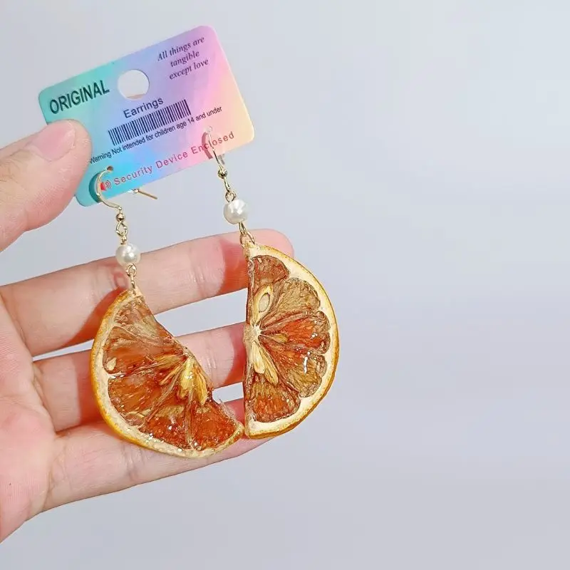 

Creative Real Fruit Earrings Unique Epoxy Resin Natural Lemon Earrings Handmaking Fig Fruit Chip Statement Earring Cute Jewelry