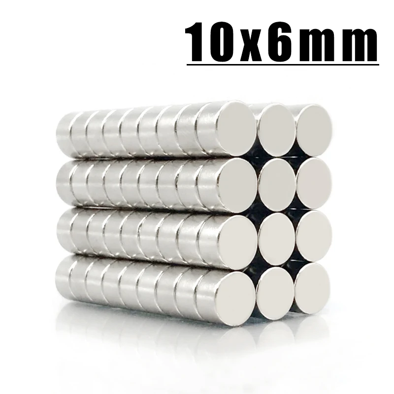 2/5/10/20/50/10000 Stück 10 x 6 Neodym-Magnet, 10 mm x 6 mm, N35 NdFeB, rund, superstark, stark, permanent magnetisch