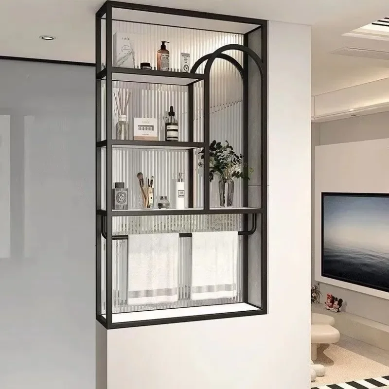 Changhong Glass Half Wall Partition Metal Frame Bathroom Dry Wet Separation Screen for Living Room Porch Washing Area