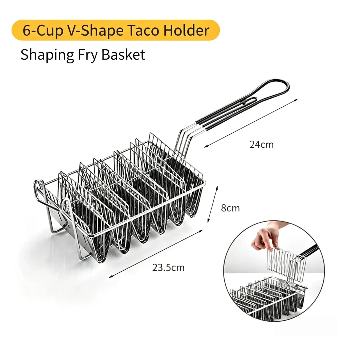 U‑Shaped 4‑Grid Taco Mold V‑Shaped Shaping Rack Taco Fry Basket Taco Holder Corn Taco Clip For Oven Nori Baking