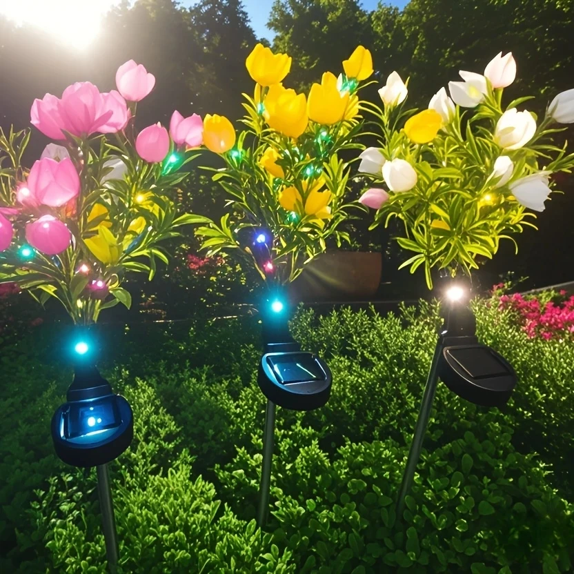 1pc Solar Garden Light 42LED Artificial Tree Flower Gardenia Outdoor Waterproof Landscape Pathway Backyard Lawn Solar Lamp
