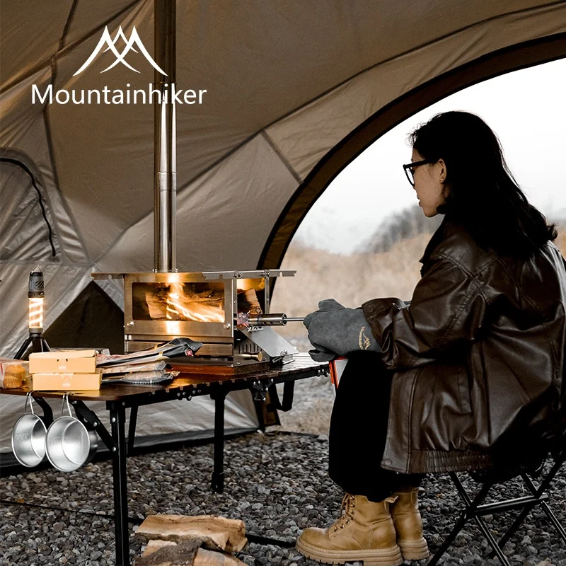 Mountainhiker stainless steel foldable charcoal heating stove outdoor camping picnic tent hiking travel warm wood stove