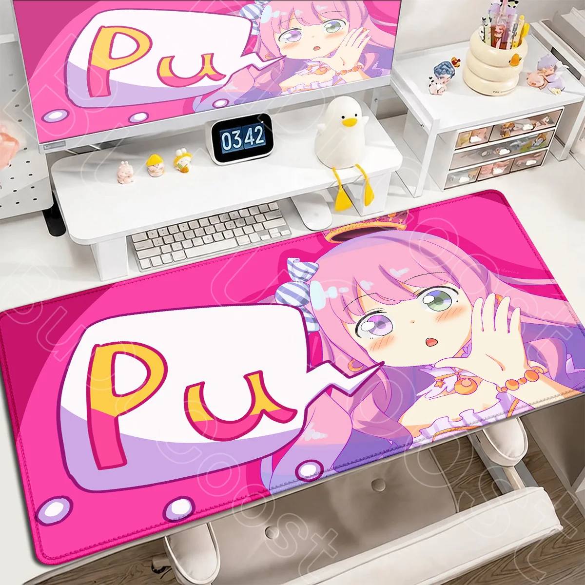 Anime Kawaii Cartoon Girl Mouse Mat Rubber Notebook Keyboard Mat Mousepad Hololive Himemori Luna Desk Rug PC Accessories 90x40cm