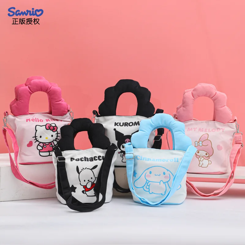 

Аниме сумка Hello Kitty Sanrio, новинка, милая мультяшная Холщовая Сумка, вместительная Портативная сумка через плечо, женская сумка через плечо, игрушка