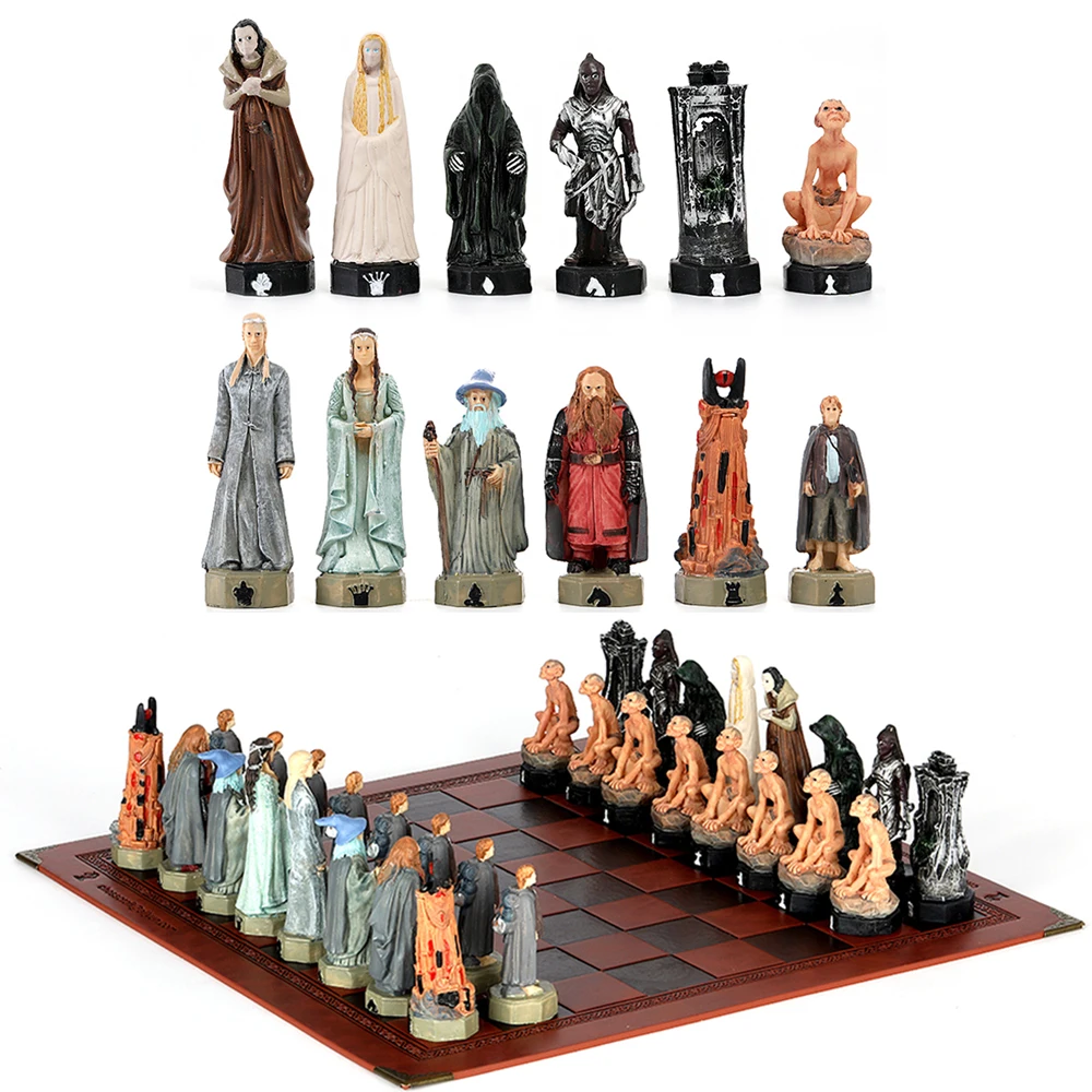 

Chess Desktop Intelligence Game Movie Theme Toy Luxury Knight Hand-Painted Checkers Backgammon Card Gift Collection Character